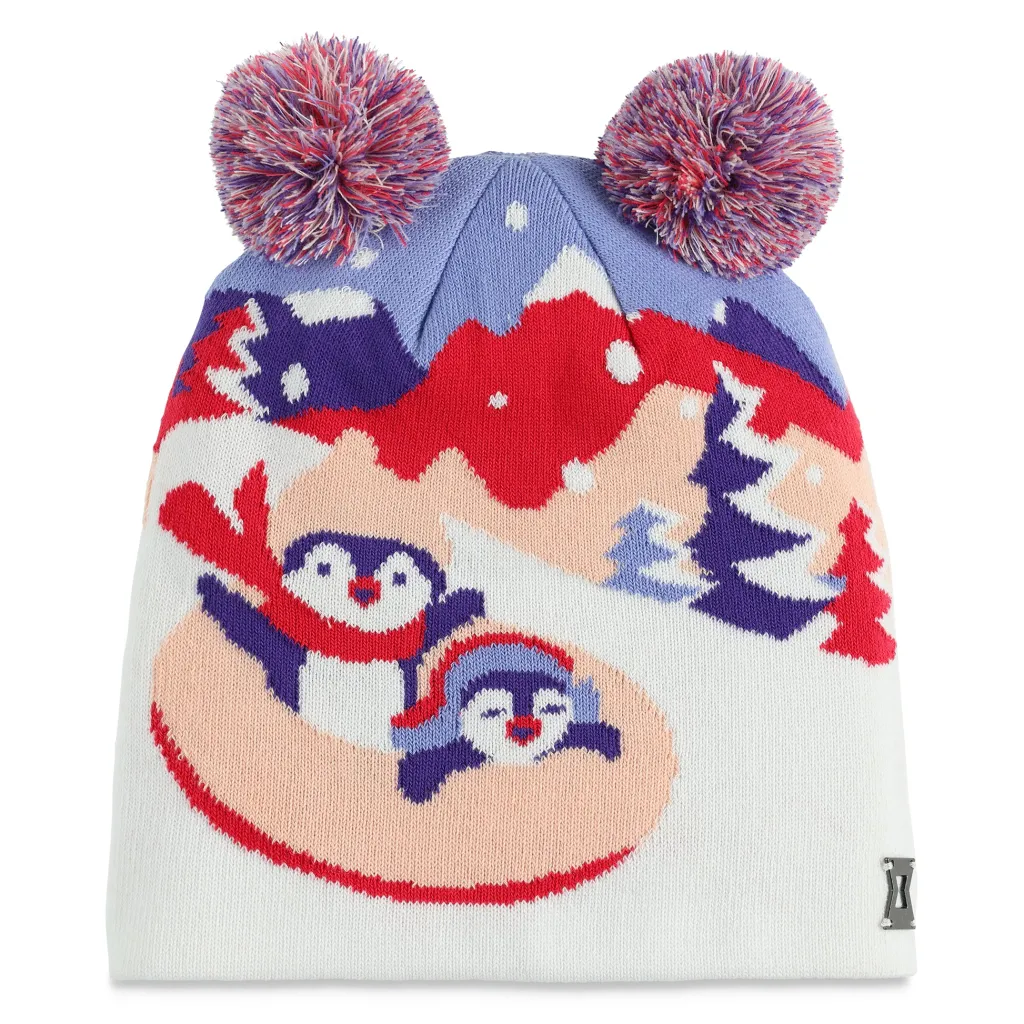Hats*Spyder Girls Penguin Double Pom - MULTI
