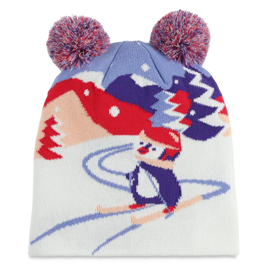 Hats*Spyder Girls Penguin Double Pom - MULTI