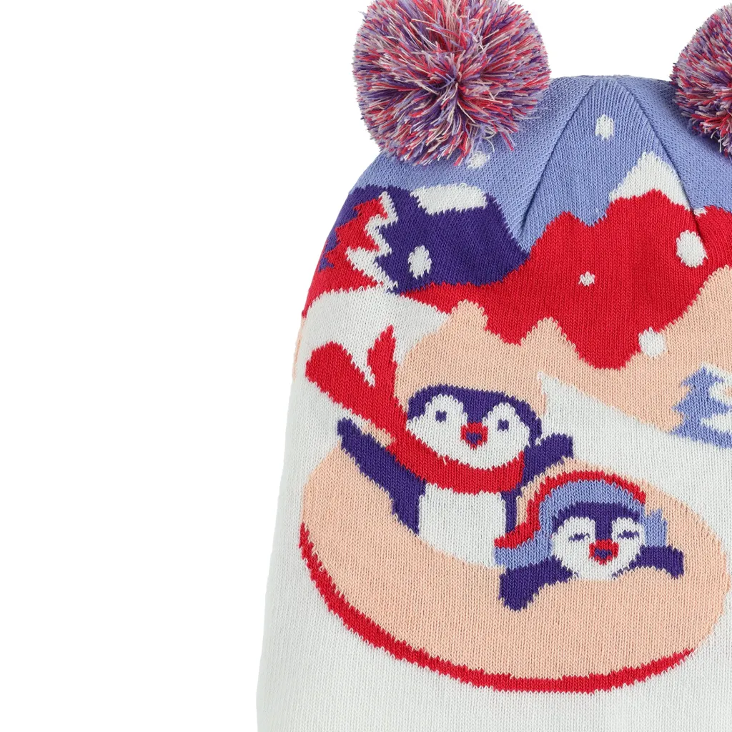 Hats*Spyder Girls Penguin Double Pom - MULTI