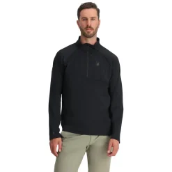 Midlayers | Fleece*Spyder Mens Gridweb Fleece Half Zip - BLACK