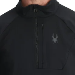 Midlayers | Fleece*Spyder Mens Gridweb Fleece Half Zip - BLACK