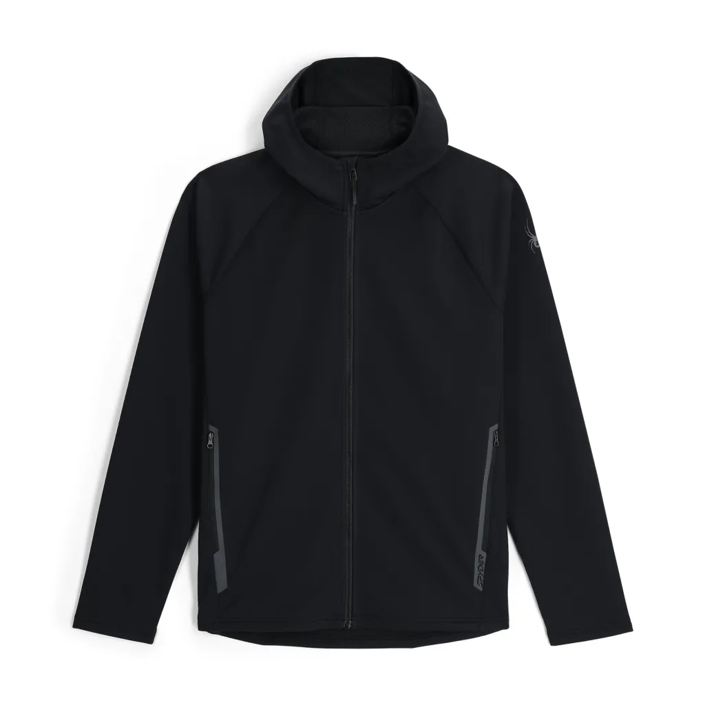 Midlayers | Fleece*Spyder Mens Gridweb Hoodie - BLACK