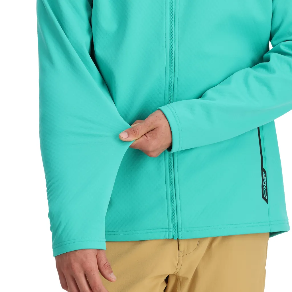 Midlayers | Fleece*Spyder Mens Gridweb ShellFleece™ Hoodie - Teal Green TEALGREEN