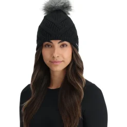 Hats*Spyder Womens Royal Pom - BLACK
