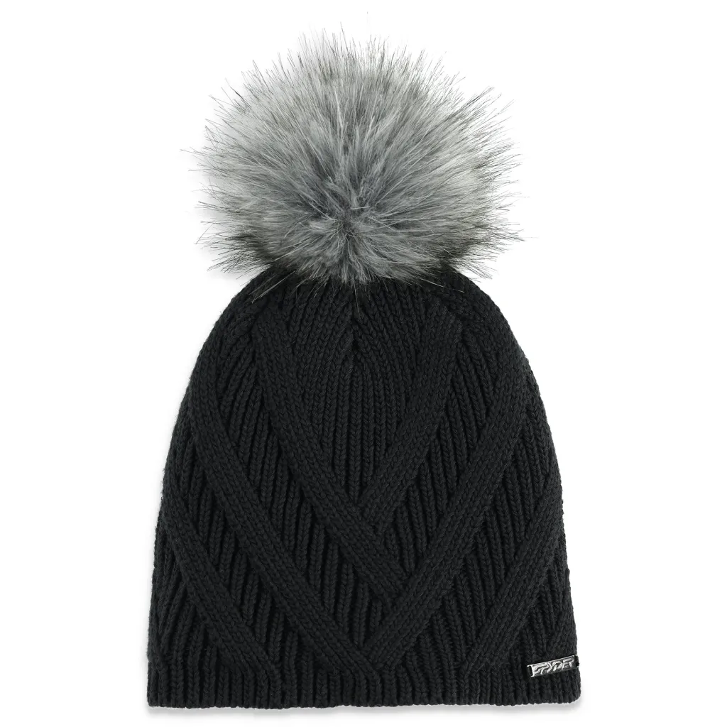 Hats*Spyder Womens Royal Pom - BLACK