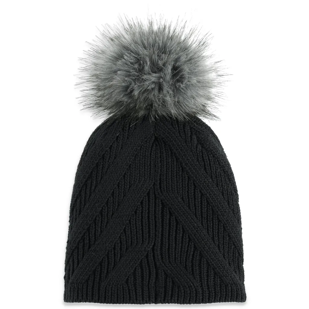 Hats*Spyder Womens Royal Pom - BLACK
